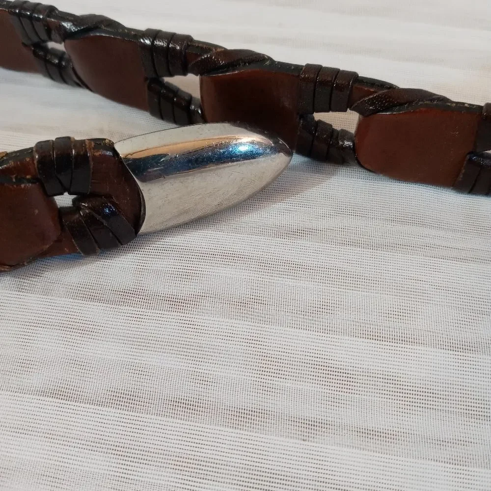 Braided Made In India Leather Belt With Brass Buckle ML